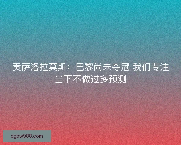 贡萨洛拉莫斯:巴黎尚未夺冠 我们专注当下不做过多预测 贡萨洛拉莫斯:巴黎尚未夺冠 我们专注当下不做过多预测