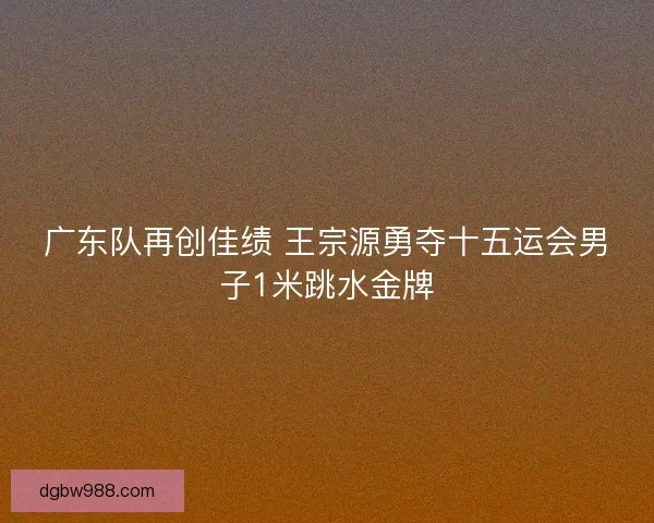 广东队再创佳绩 王宗源勇夺十五运会男子1米跳水金牌 广东队再创佳绩 王宗源勇夺十五运会男子1米跳水金牌