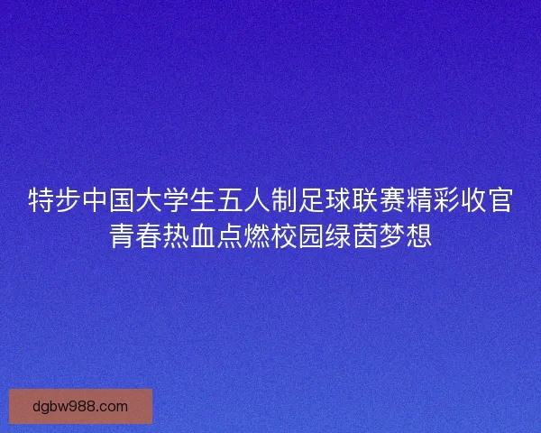 特步中国大学生五人制足球联赛精彩收官青春热血点燃校园绿茵梦想 特步中国大学生五人制足球联赛精彩收官青春热血点燃校园绿茵梦想