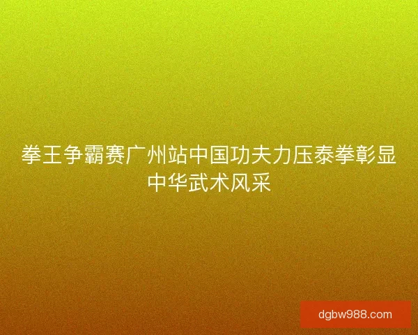 拳王争霸赛广州站中国功夫力压泰拳彰显中华武术风采 拳王争霸赛广州站中国功夫力压泰拳彰显中华武术风采